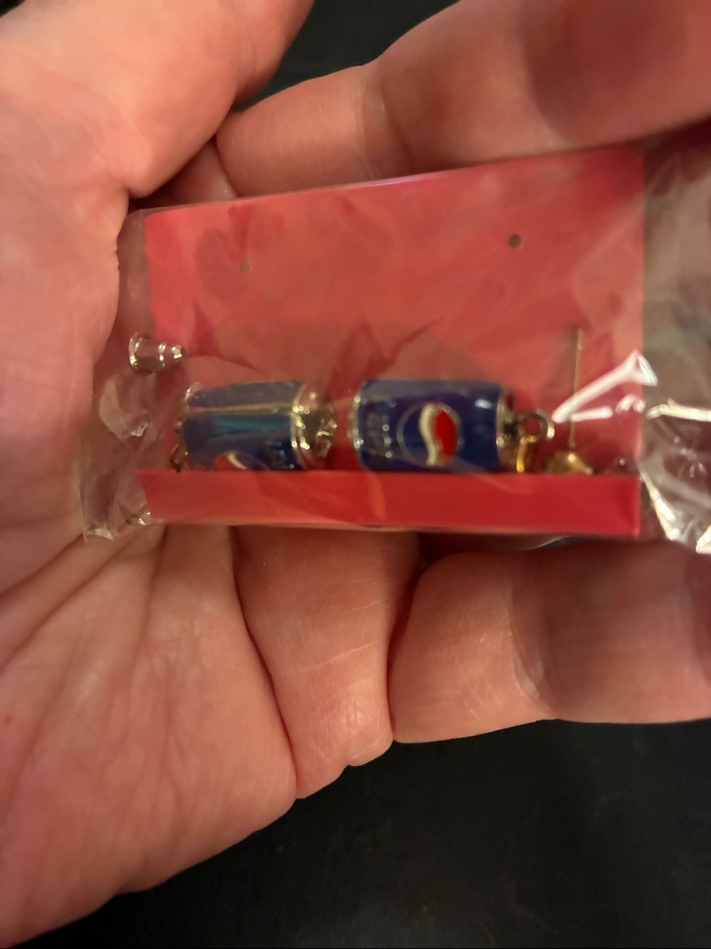 Pepsi Blue and Red Logo Cube. Stud Dangle Earrings - Picture 2 of 8